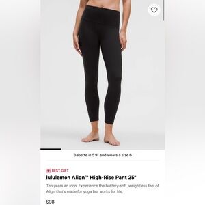 Lululemon Align High-Rise Leggings Black 25”